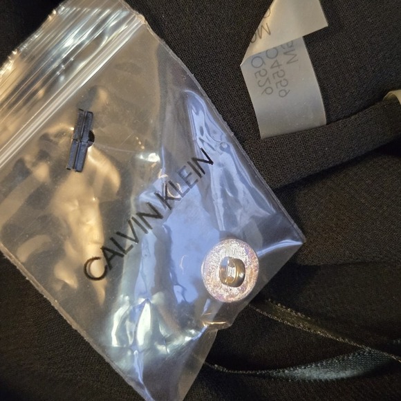 Calvin Klein NEW Sleeveless Mock Neck Blouse Black Gold Geometric Print Size L - Picture 9 of 10